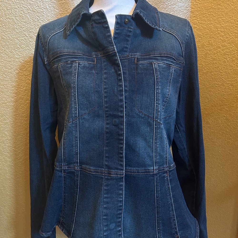Wit & Wisdom Blue Jean Jacket Fitted Tailored Style